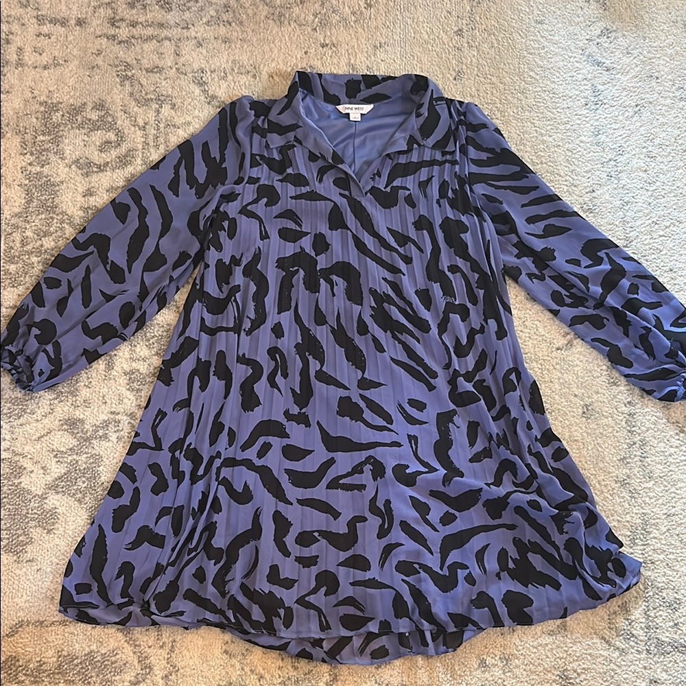 Nine West Elegant Purple and Black Midi Dress